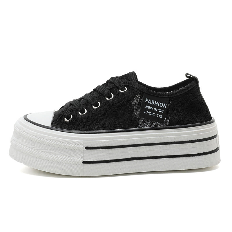 Damen Plateau-Sneaker mit modischem Textil-Obermaterial und rutschfester Sohle