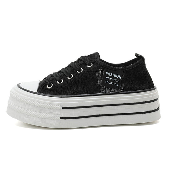 Damen Plateau-Sneaker mit modischem Textil-Obermaterial und rutschfester Sohle