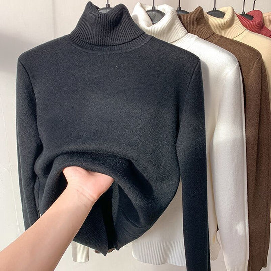 Damen Feinstrick-Rollkragenpullover mit wärmendem Innenfutter und schmaler Silhouette Shop Nory