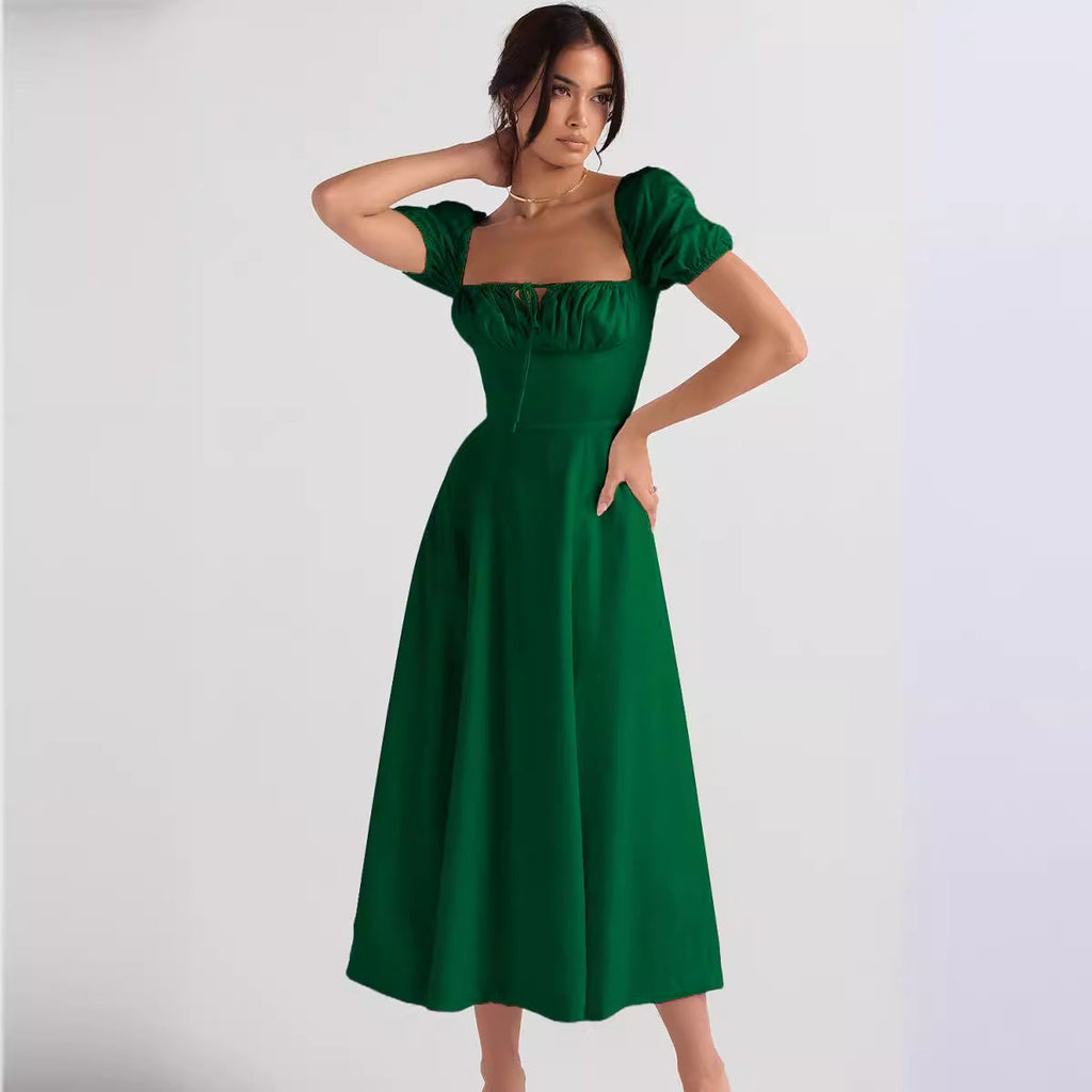 Damen Midi-Kleid mit gerafftem Oberkörper und ausgestelltem Rock