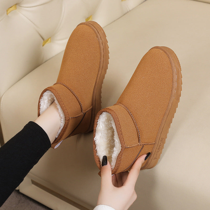 Damen Gefütterte Kurzstiefel in Wildlederoptik mit Kunstfellfutter und rutschfester Profilsohle Shop Nory
