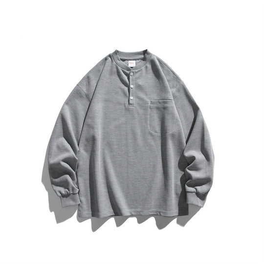 Unisex Oversize Waffel-Henley mit Raglanärmeln und Brusttasche Shop Nory