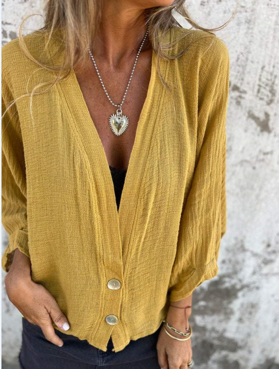 Damen Luftige und lockere Sommerjacke mit Knopfdetails