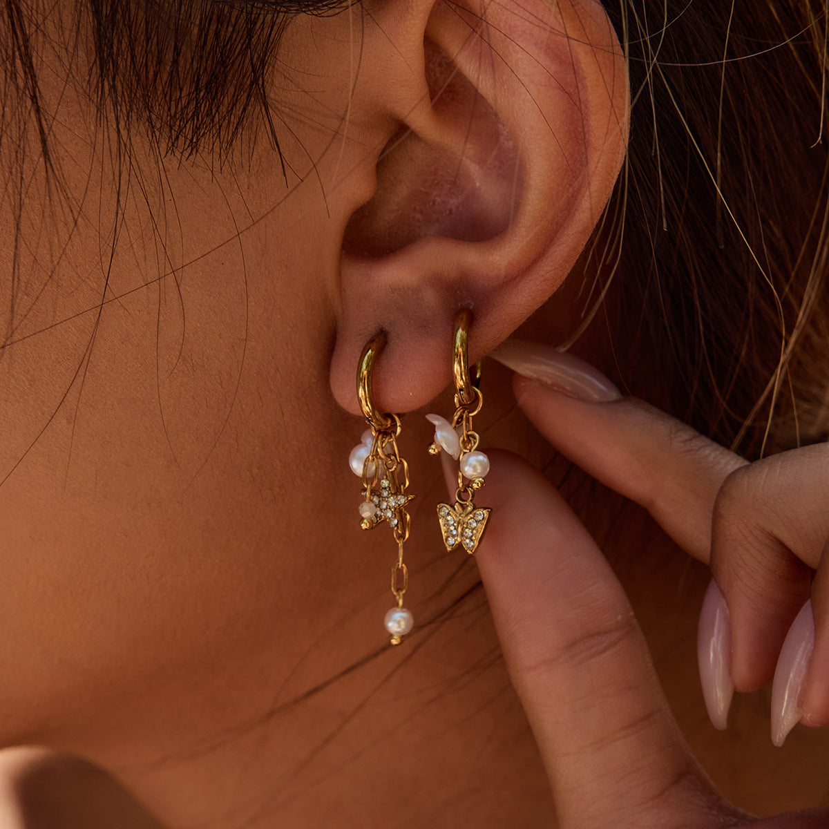 Damen Ohrhänger mit luxuriösem Schmetterlingsdesign und hypoallergener Edelstahlverarbeitung Shop Nory