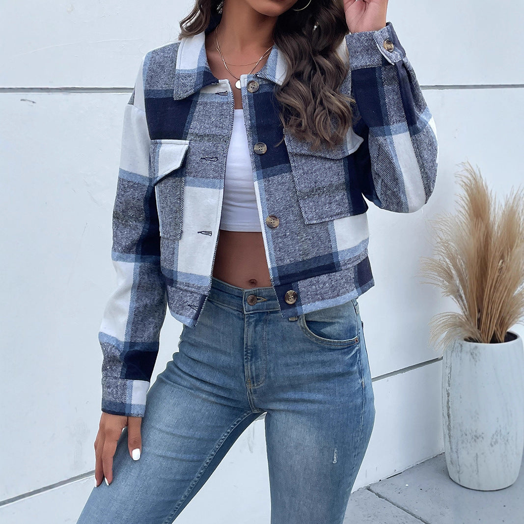 Damen Kariertes Freizeitjacke Shop Nory