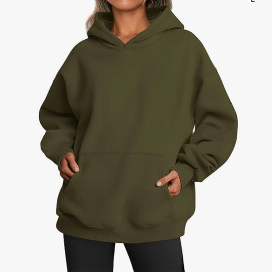 Damen Übergrößen Kapuzenpullover mit praktischen Taschen undlässigem Schnitt