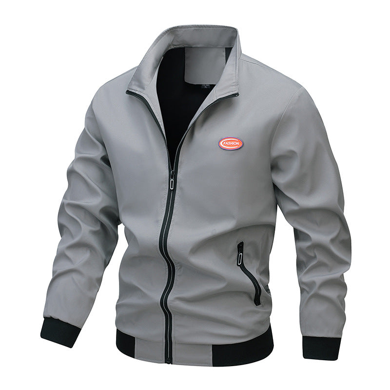 Herren Leichte Reißverschluss-Trainingsjacke im Bomberstil mit Stehkragen und windabweisender Mikrofaserschale Shop Nory