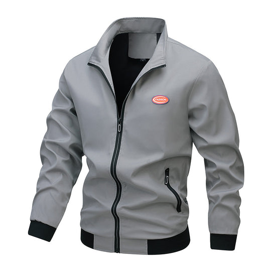 Herren Leichte Reißverschluss-Trainingsjacke im Bomberstil mit Stehkragen und windabweisender Mikrofaserschale Shop Nory
