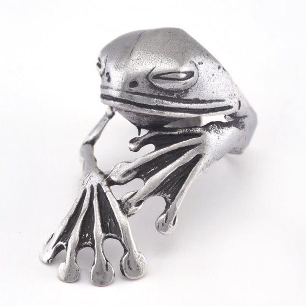 Damenring mit detailreicher Froschgestaltung Shop Nory