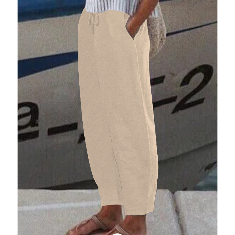 Damen Ankle Harem Hose mit Kordelzug, Seitentaschen und elastischem Knöchelbund Shop Nory