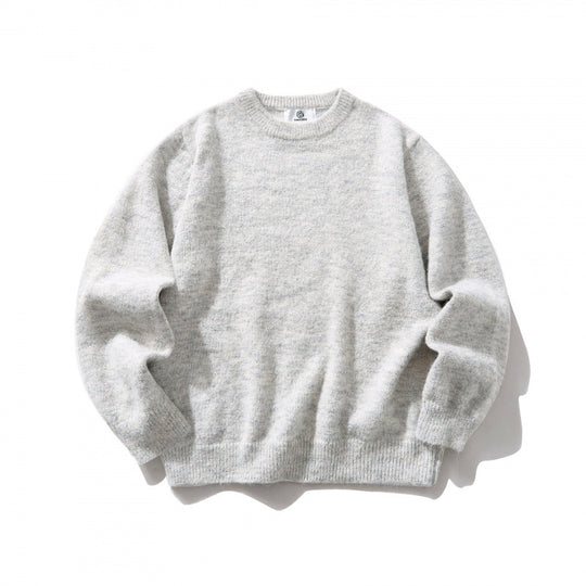Unisex Oversize-Feinstrickpullover mit Rundhalsausschnitt, gerippten Bündchen und melierter Wollmischung Shop Nory