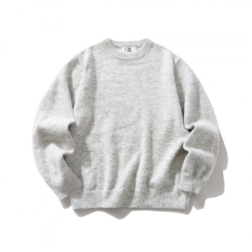 Unisex Oversize-Feinstrickpullover mit Rundhalsausschnitt, gerippten Bündchen und melierter Wollmischung Shop Nory