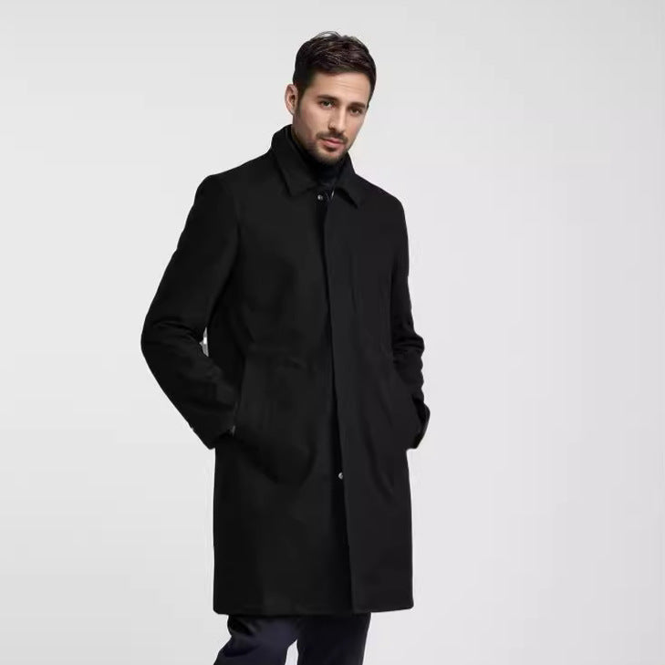 Herren Mid-Length Einreihiger Mantel mit verdeckter Knopfleiste und taillierter Silhouette Shop Nory