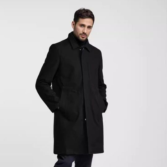 Herren Mid-Length Einreihiger Mantel mit verdeckter Knopfleiste und taillierter Silhouette Shop Nory