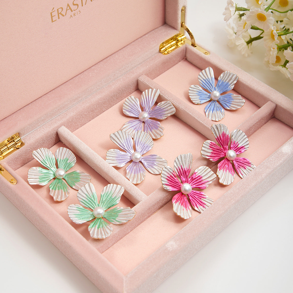 Damen Blüten Ohrhänger aus hypoallergenem Edelstahl mit hochwertiger Verarbeitung Shop Nory
