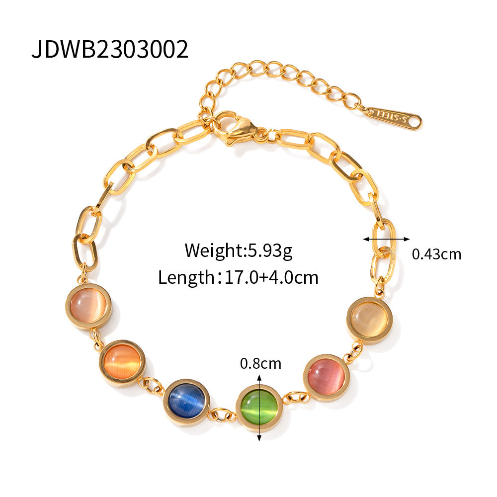 Damen Armband mit bunten Steinelementen und hochwertiger Gliederkette Shop Nory