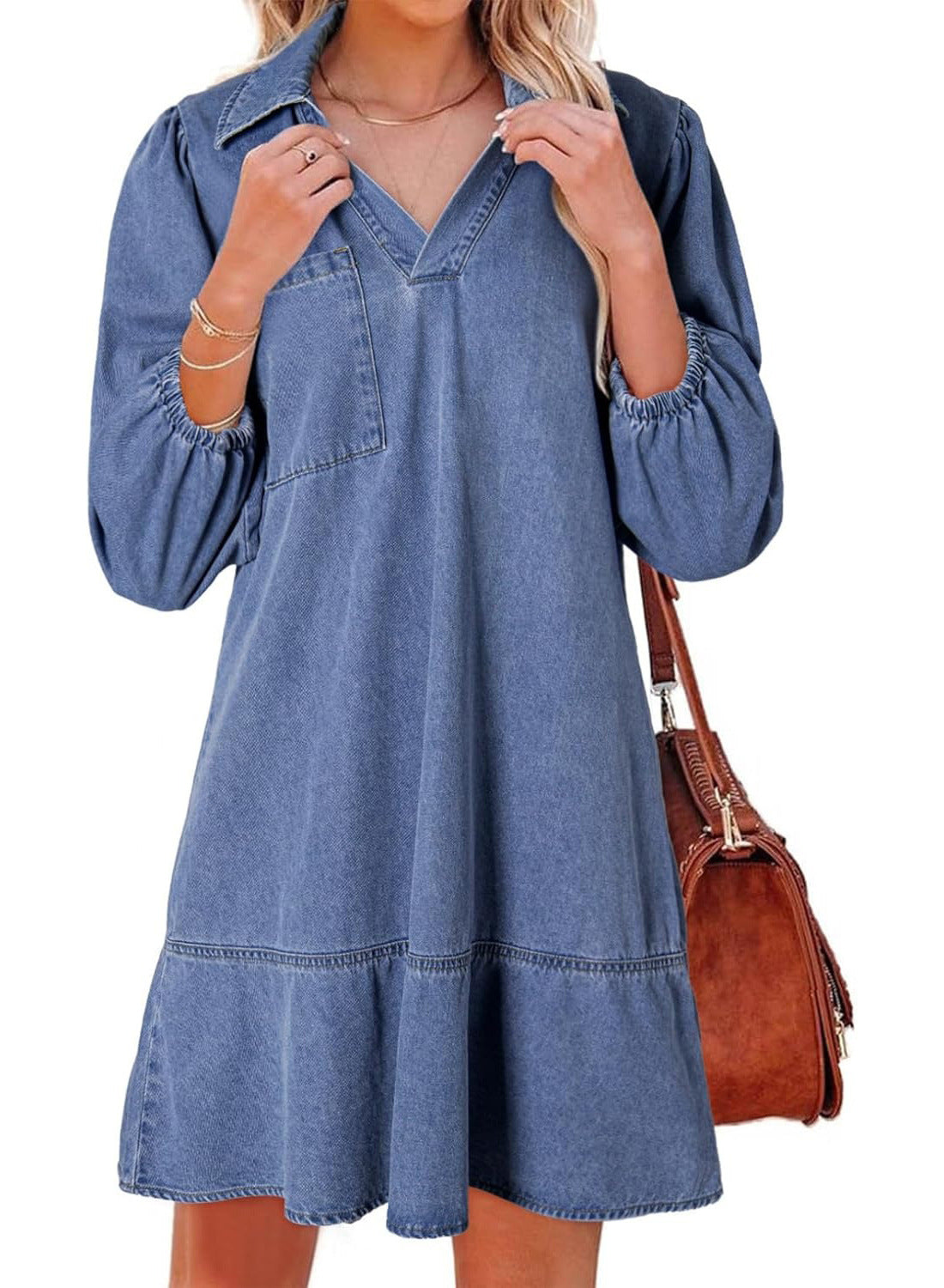 Damen Denim Kleid im lässigen Schnitt Shopnory