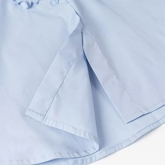 Damen Locker geschnittene Popeline-Bluse mit Rüschenblende und Hemdkragen Shop Nory