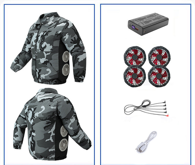 Unisex nan kühlende Ventilationsjacke mit integrierten seitlichen Lüftern und atmungsaktivem Funktionsmaterial Shopnory