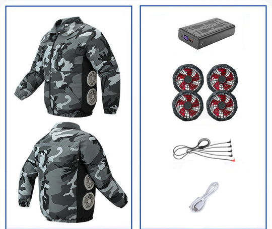 Unisex nan kühlende Ventilationsjacke mit integrierten seitlichen Lüftern und atmungsaktivem Funktionsmaterial Shopnory
