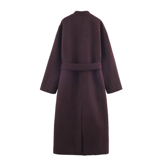 Damen Langer minimalistischer Wollmix-Kimono-Mantel mit Bindegürtel Shop Nory