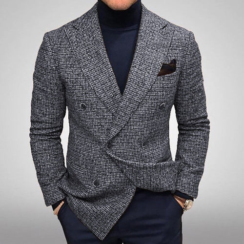 Herren eleganter, kariert Doppelreiher Blazer