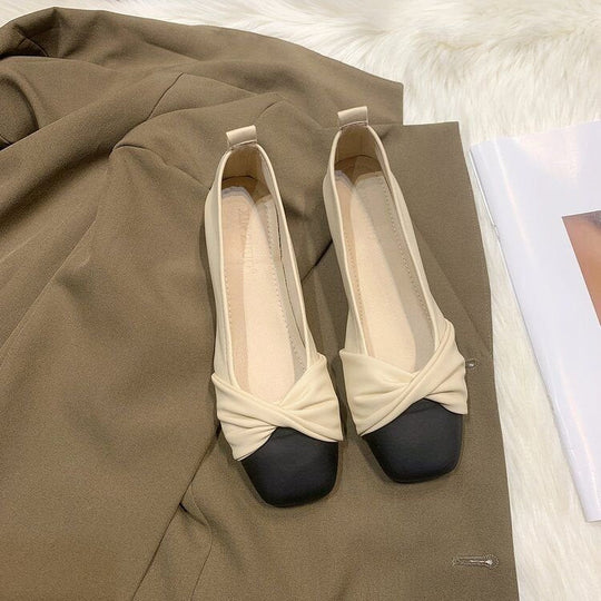 Damen Ballerinas mit modernem Knotendesign und kontrastierender Sohle Shopnory