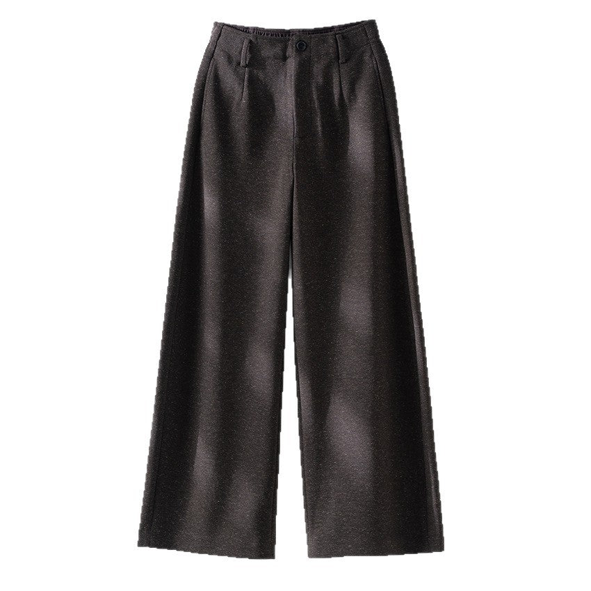 Damen Elegante hochtaillierte Wollblend-Palazzohose mit Bundfalten und geradem Bein Shop Nory