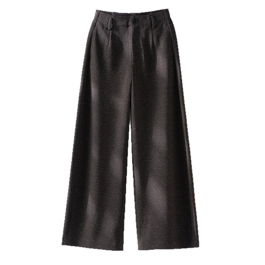 Damen Elegante hochtaillierte Wollblend-Palazzohose mit Bundfalten und geradem Bein Shop Nory