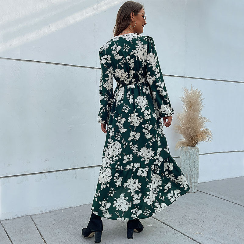 Damen Wickel-Midikleid im Boho-Stil mit Spitzenpasse, Häkel-Taillenband & seitlichem Beinschlitz Shop Nory