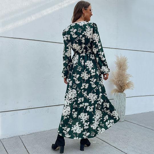 Damen Wickel-Midikleid im Boho-Stil mit Spitzenpasse, Häkel-Taillenband & seitlichem Beinschlitz Shop Nory