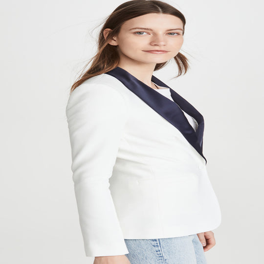 Damen Taillierter Smoking‑Blazer mit satiniertem Schalkragen und Ein‑Knopf‑Front Shop Nory