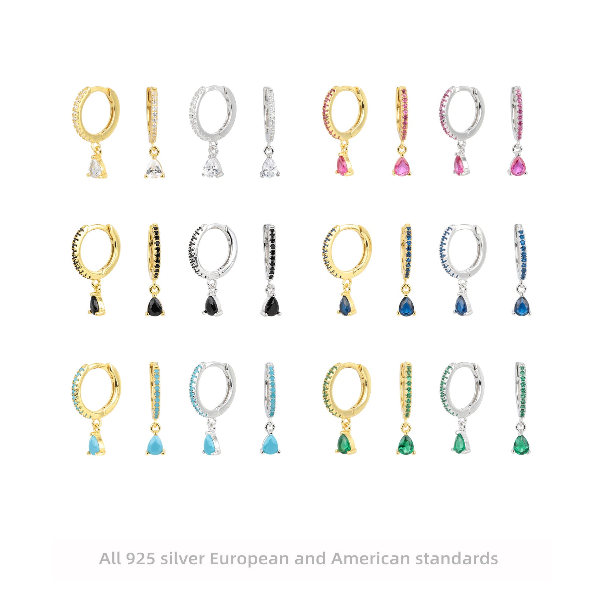 Damen Creolenohrringe mit funkelnden Aqua-Zirkon-Anhängern Shop Nory