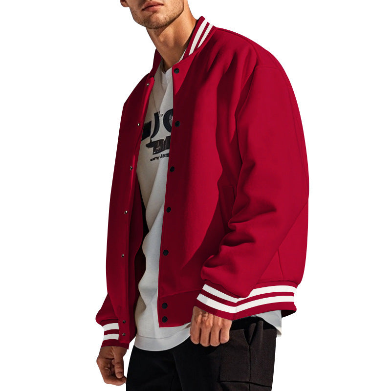 Herren nan klassische College-Baseballjacke mit elastischen Rippbündchen, Druckknopfleiste und aufgesetzten Taschen Shop Nory