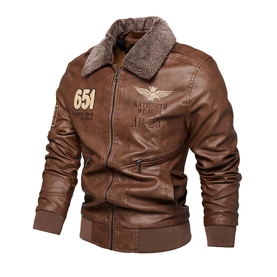 Herren Robuste Lederjacke mit abnehmbarem Teddykragen Shop Nory