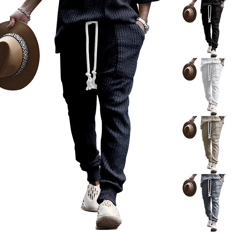 Herren Strukturierte Strick-Jogginghose mit Kordelzug, Zierkordel & elastischen Knöchelbündchen Shop Nory