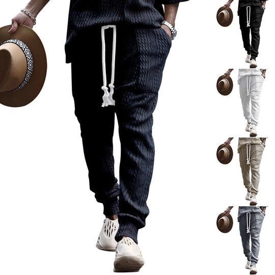 Herren Strukturierte Strick-Jogginghose mit Kordelzug, Zierkordel & elastischen Knöchelbündchen Shop Nory