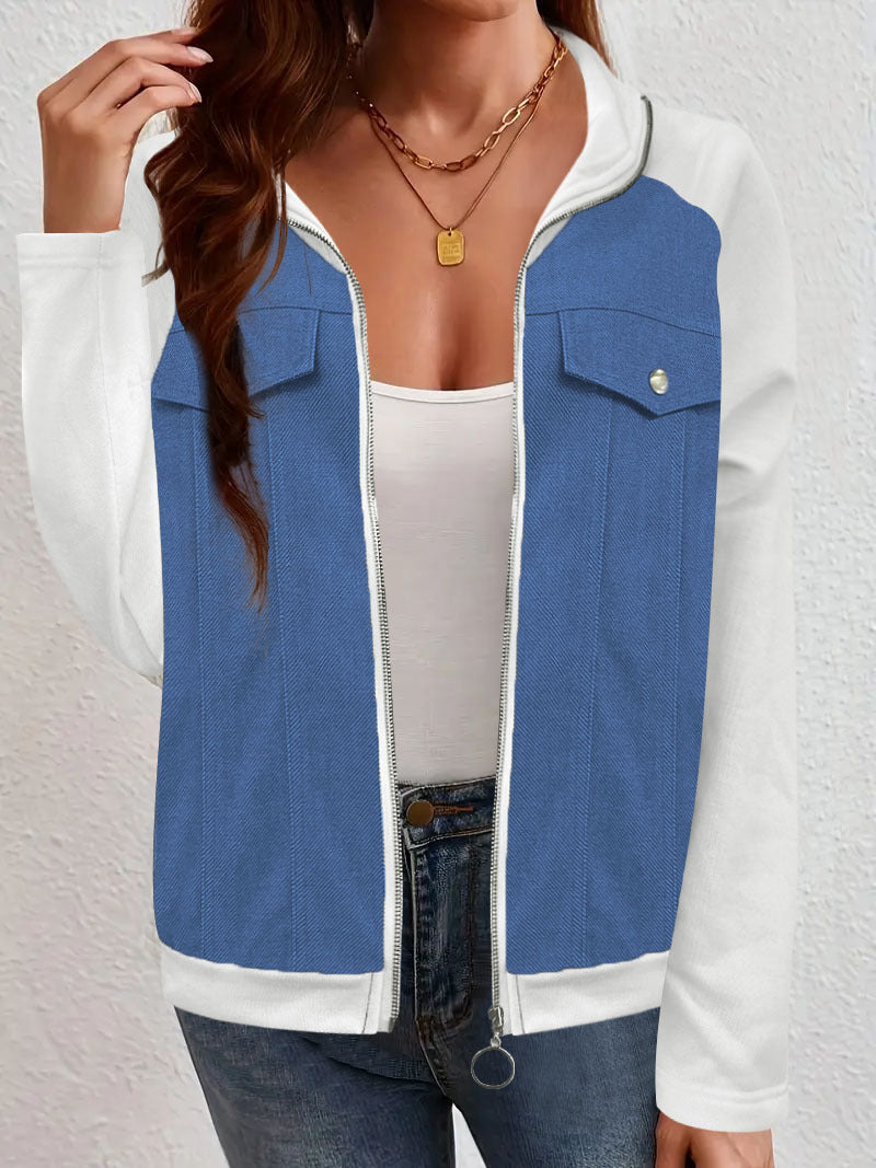 Damen Denim-Mix Blousonjacke mit Reißverschluss und Brusttaschen Shop Nory