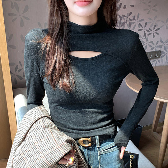Damen Elegantes Langarmshirt mit Ausschnitt Shop Nory