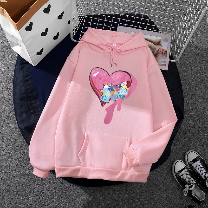 Damen nan Kapuzenpullover mit künstlerischem Aquarell‑Federmotiv, Oversize‑Schnitt und Kängurutasche Shop Nory