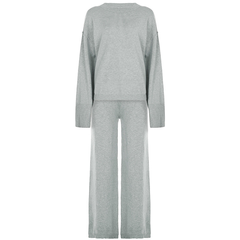 Damen nan kaschmirähnliches Strick-Lounge-Set mit Oversize-Pullover und weiten Palazzo-Hosen Shop Nory