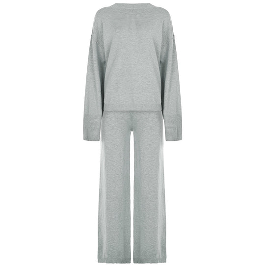 Damen nan kaschmirähnliches Strick-Lounge-Set mit Oversize-Pullover und weiten Palazzo-Hosen Shop Nory