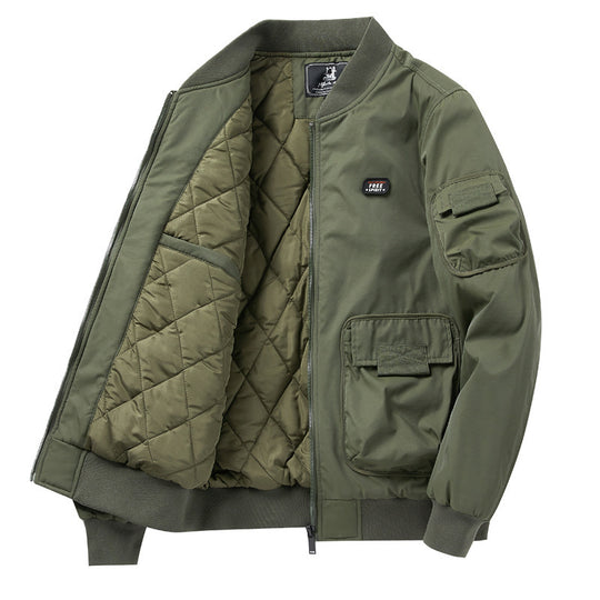 Herren Kurz geschnittener Utility-Bomber mit Multifunktionstaschen und geripptem Bund Shop Nory