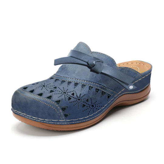 Damen Bequeme Perforierte Clog-Mules mit Knotenriemen und ergonomischem Komfortfußbett Shop Nory