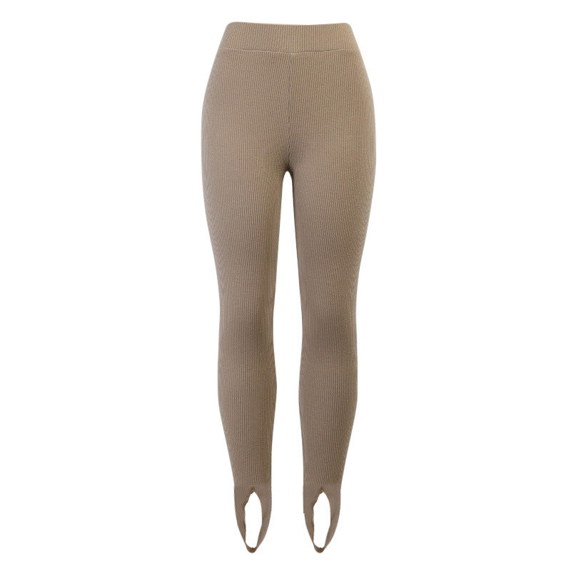 Damen Leggings mit strukturiertem Rippdesign und hohem Bund