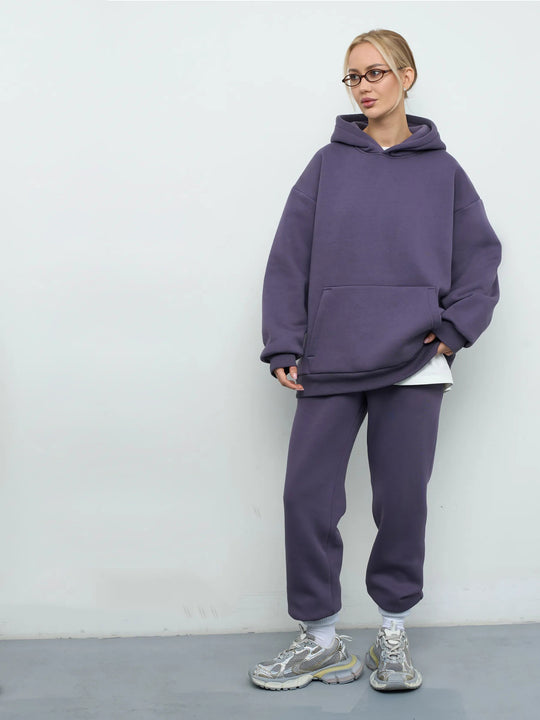 Damen großzügiger Kapuzenpullover Oversize mit Kängurutasche und weichem French-Terry Shop Nory