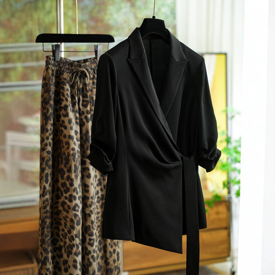Damen Modische Wickelblazer-Jacke Shop Nory