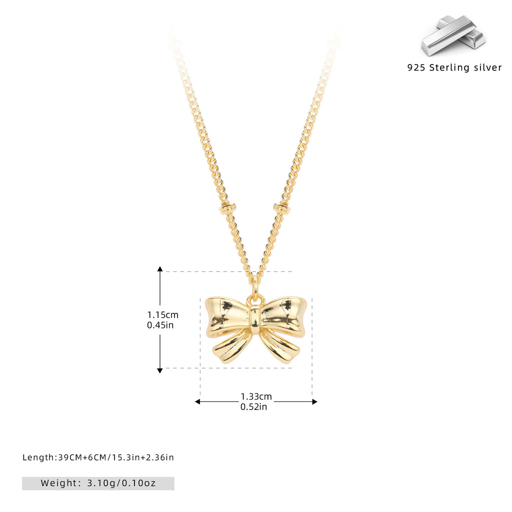 Damen Halskette mit elegantem Schleifenanhänger aus 925 Sterling Silber Shop Nory