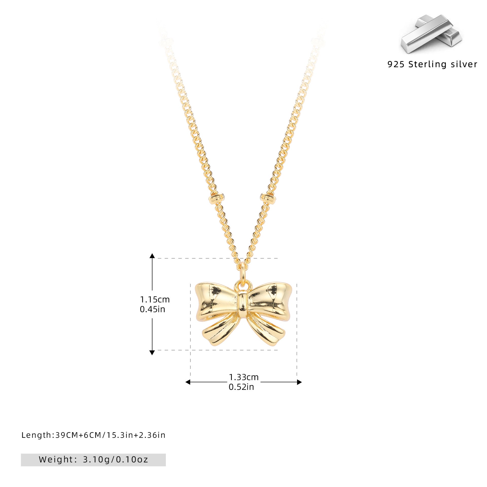 Damen Halskette mit elegantem Schleifenanhänger aus 925 Sterling Silber Shop Nory
