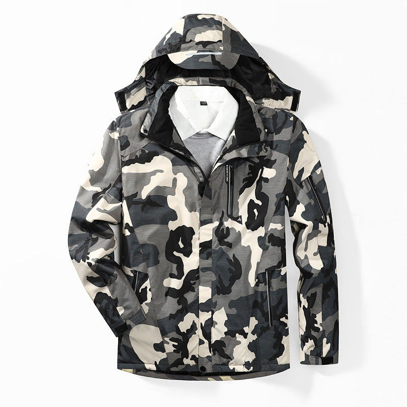 Herren Camouflage-Softshelljacke mit abnehmbarer Kapuze und atmungsaktivem Innenfutter Shop Nory